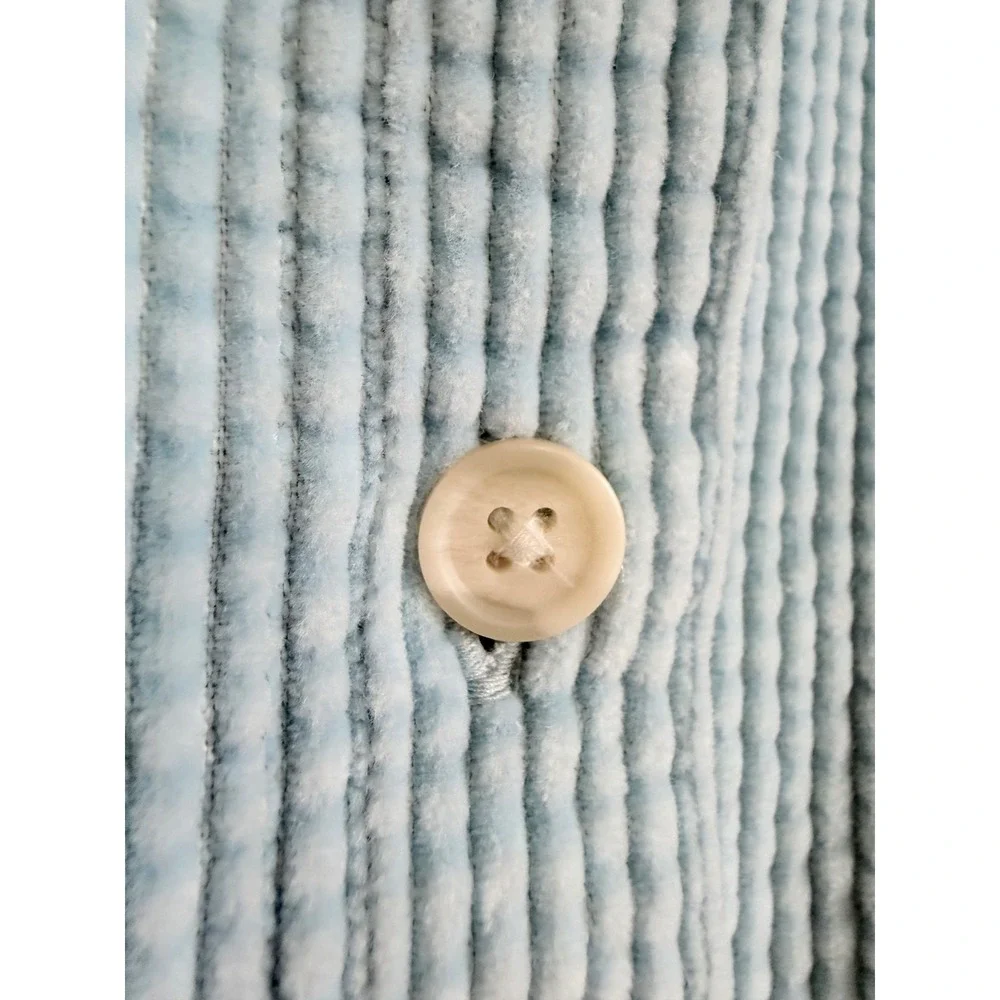 LL Bean Womens Large Light Blue wide wale Corduroy Button Down Shirt Cotton - Picture 8 of 9